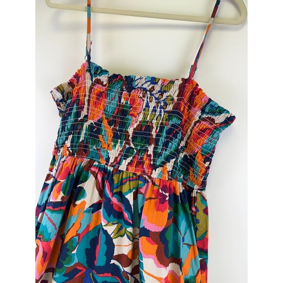 Maurices Bright Floral Smocked Poplin Midi Dress Multicolored Pockets Womens XXL - Picture 3 of 13